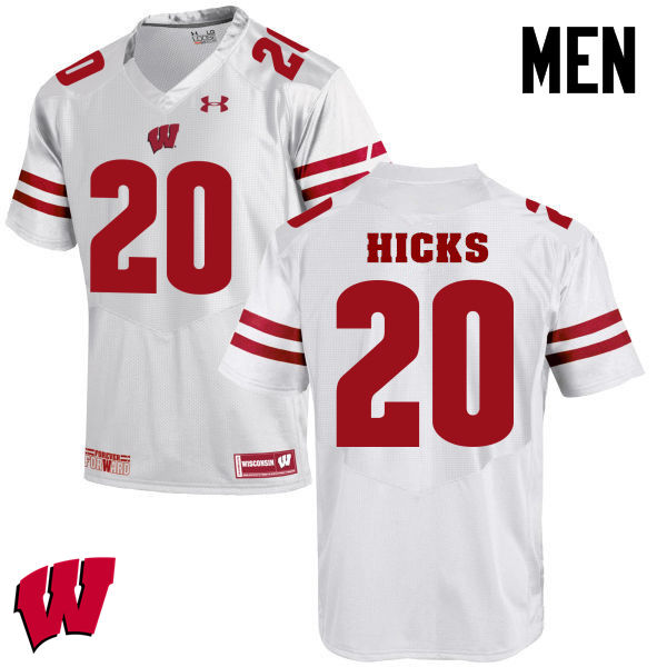 Wisconsin Badgers Men's #20 Faion Hicks NCAA Under Armour Authentic White College Stitched Football Jersey HD40U75ZD